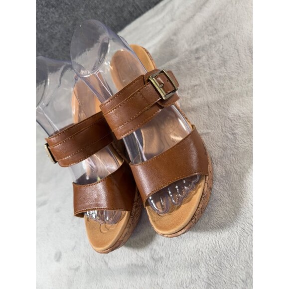 b.o.c. by Born Womens Brown Slide Sandals Wedge Heels Size 8M - Picture 5 of 16